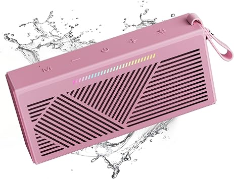 Bluetooth Speaker, Portable Wireless Bluetooth Speakers with HD Sound, IPX5 Waterproof Speaker with RGB LED Lights, Bluetooth5.3, TWS Pairing, Long Playtime, for Home/Party/Outdoor/Beach/Bathroom