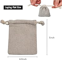 Vista 5 de calary 50pcs 5x6.9 pulgadas doble lona cordón bolsa de algodón bolsa de regalo bolsitas muselina bolsa de té reutilizable