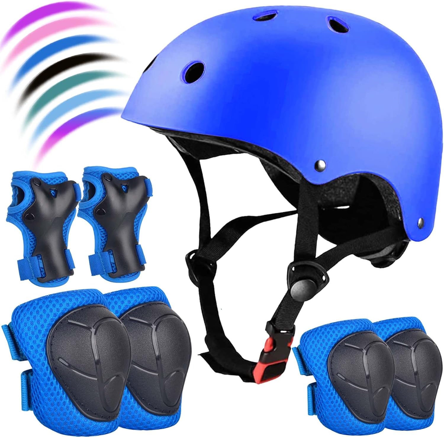 FOOKCIAN Kids Bike Helmet Set with Elbow Knee Wrist Guards - Adjustable Safety Gear for Boys Girls Ages 3-8, Skateboard Roller Skate Bike Protection