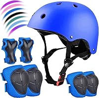 FOOKCIAN Kids Bike Helmet Set with Elbow Knee Wrist Guards - Adjustable Safety Gear for Boys Girls Ages 3-8, Skateboard Roller Skate Bike Protection