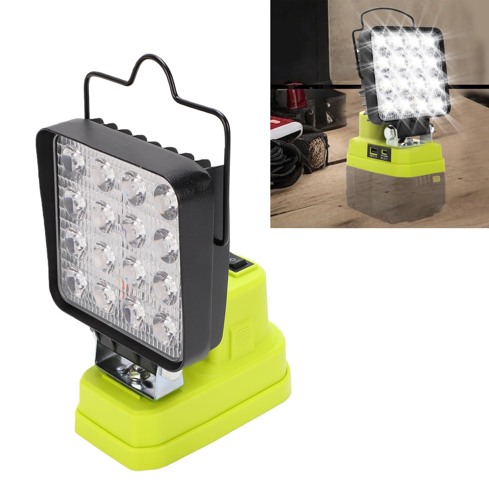 Luz de trabajo LED, luz mecánica portátil inalámbrica con batería USB A C de 38W