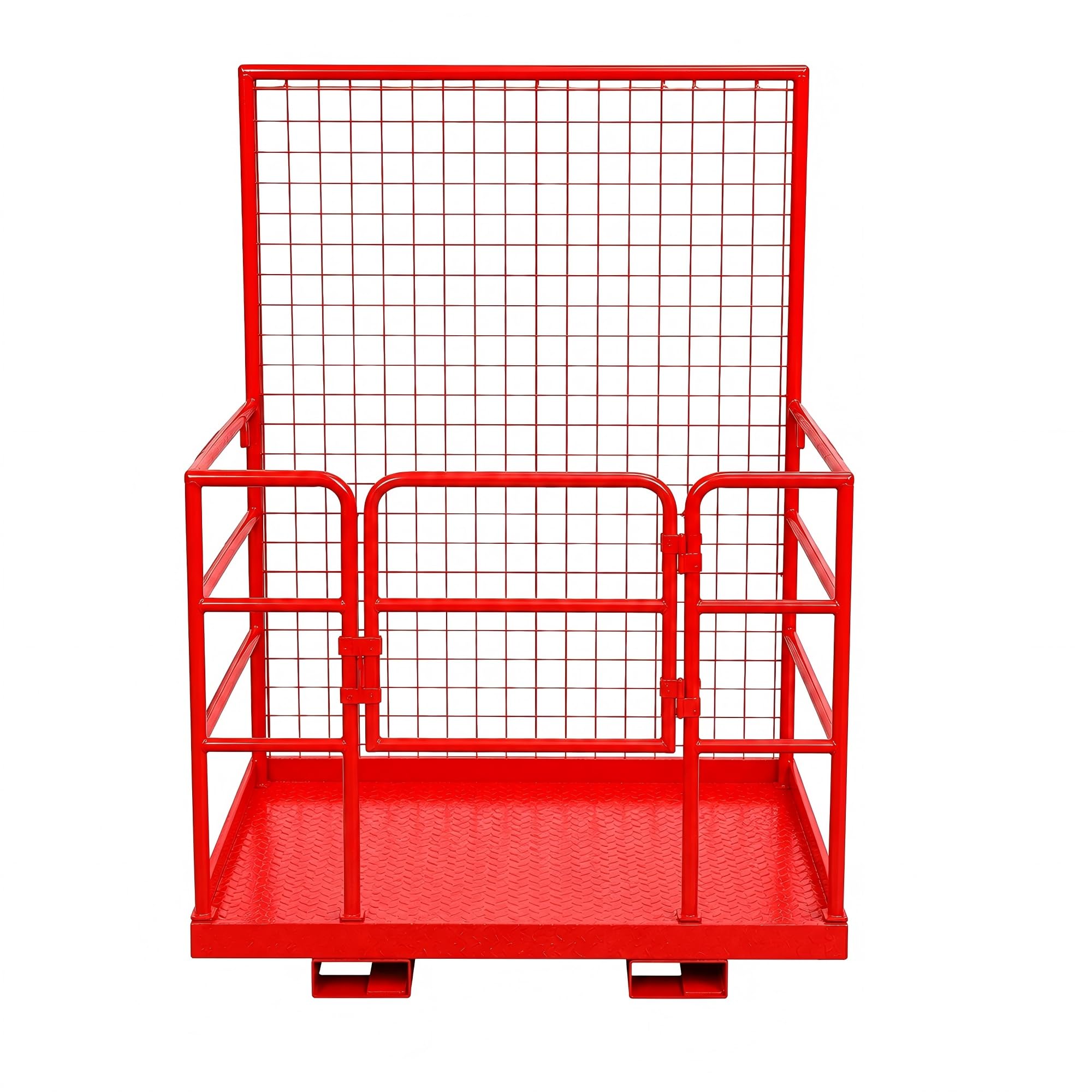 Garvee Jaula de Seguridad para Carretilla Elevadora Plataforma de Trabajo Aérea 590kg Cesta de Elevación para Mantenimiento de Techos y Pintura Estructura de Acero Antideslizante 110x115x203cm, rojo