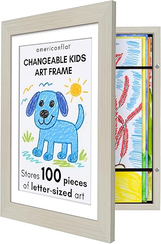 Vista 9 de Americanflat - Paquete de 4 - Marco de arte para niños intercambiable (multicolor) - Puerta magnética con capacidad para 100 piezas de arte - Rojo