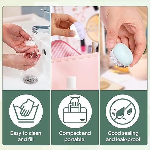 Miniatura 5 de RONRONS Tarros de viaje a prueba de fugas de 0.7 fl oz para cremas, recipientes de viaje con tapas, tarros pequeños para viajes, mini tarro de crema