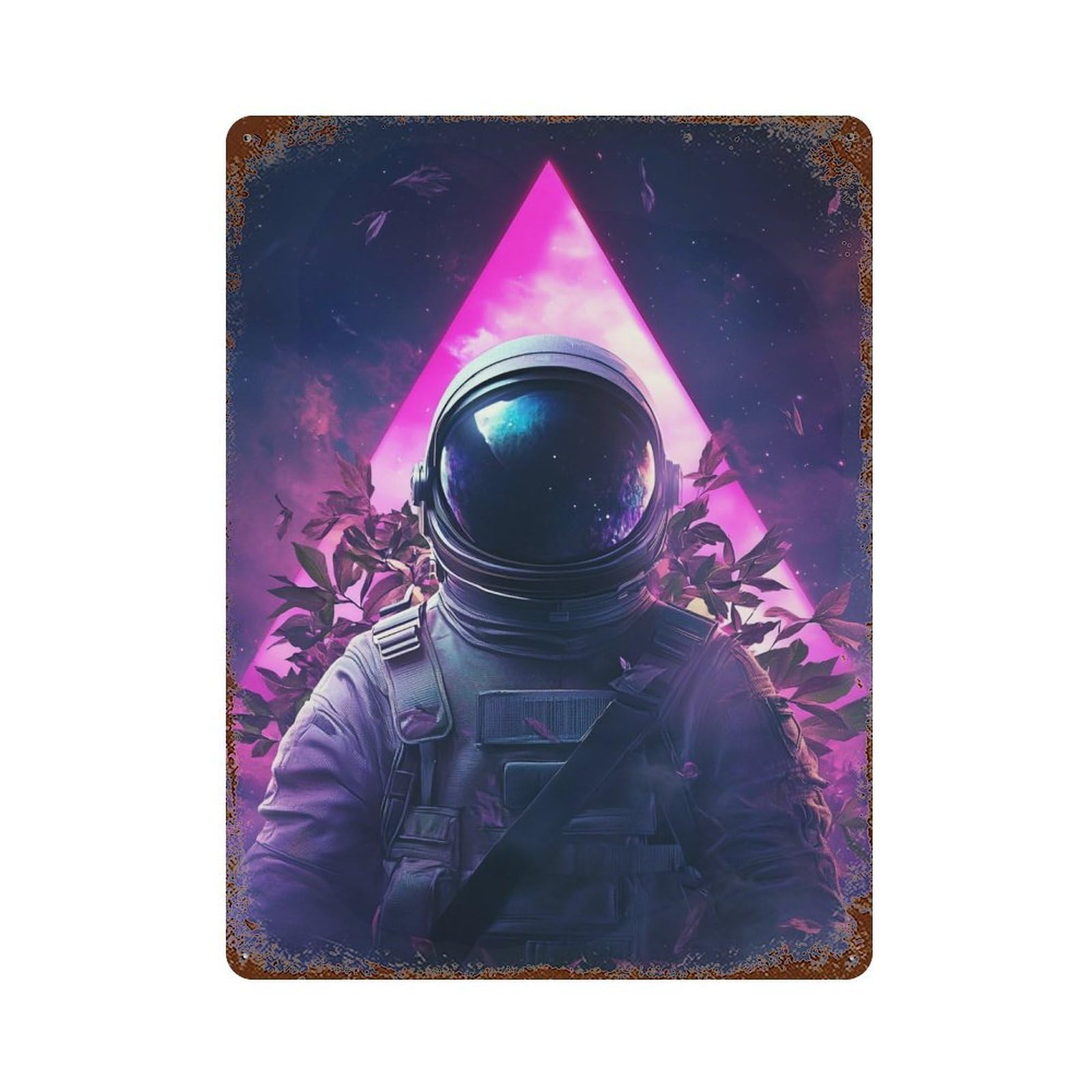 Space Explorer Astronaut Artwork Weathered Tin Sign 15.7"x11.8", Rustic Home Decor for Garage, Pub Or Kitchen