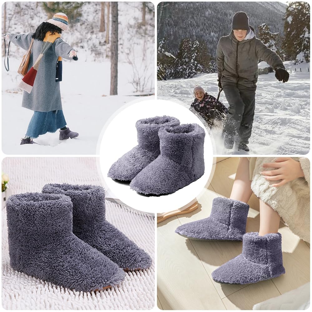 Calentador de Pies Electrico, Zapatillas Eléctricas Calentadas por USB Zapato de Felpa con Calefacción Zapatillas Calefactables Calienta Pies Electrico para Mujer y Hombre, Interior y Exterior