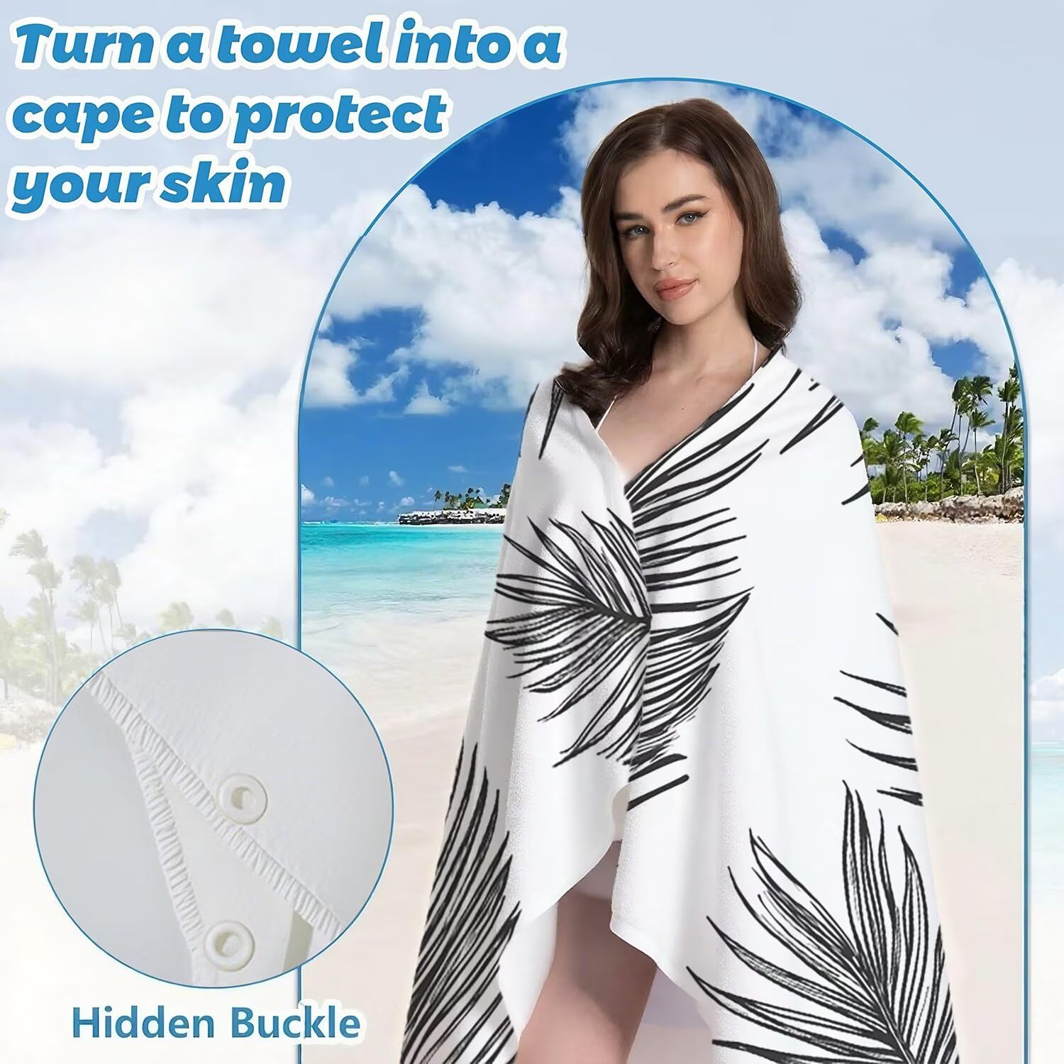 Mikrofaser Strandtuch Große 160x220, Saugfahig und Schnelltrocknendes Badetuch Praktisch und Leicht Sandfrei Badetuch Damen, Herren Ideal für Strand, Reise, Schwimmen (Schwarz und Weiß Anlage) E-553