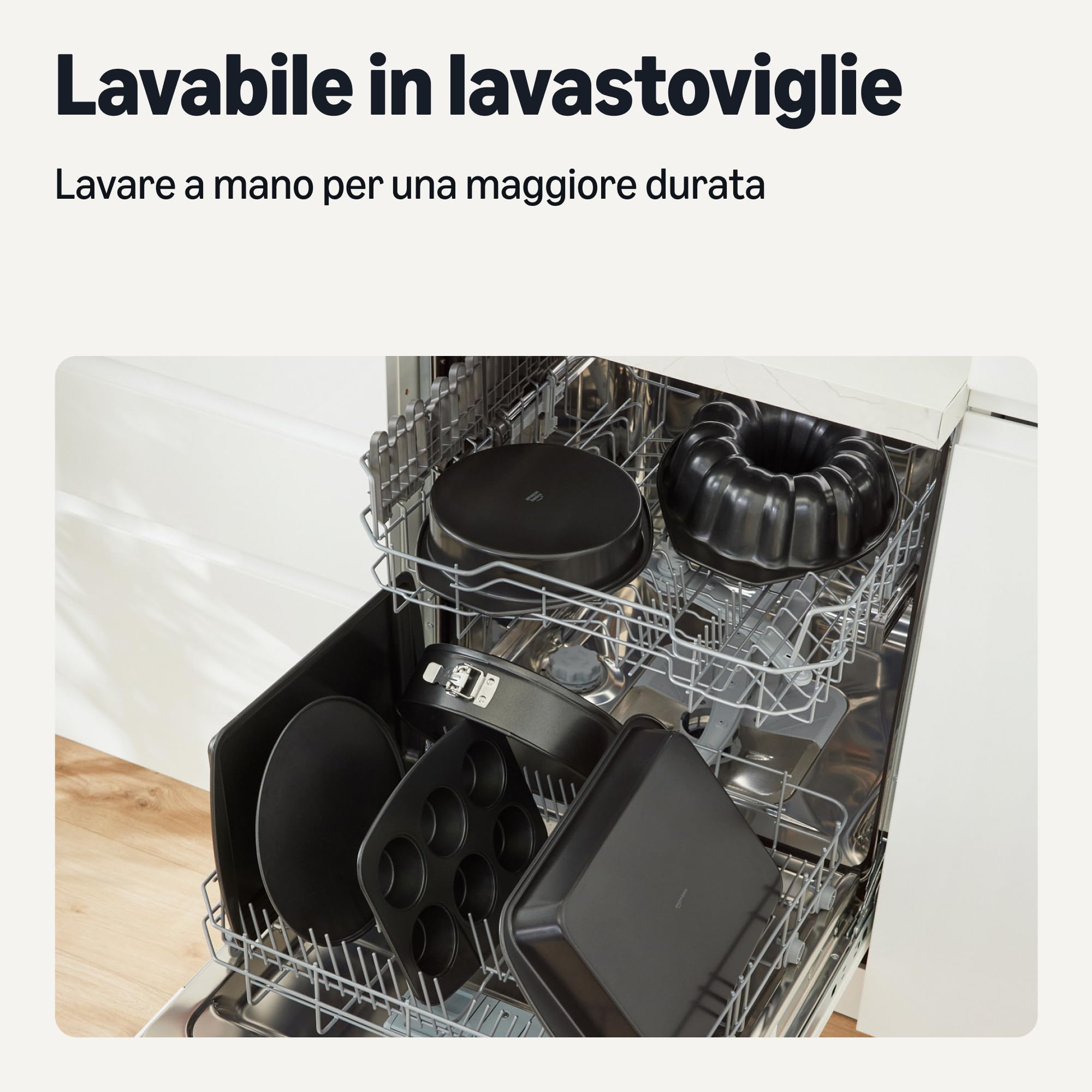 Amazon Basics Teglie Antiaderenti, Set di 3 Pezzi, Impilabili, Lavabili in Lavastoviglie e Adatte al Forno