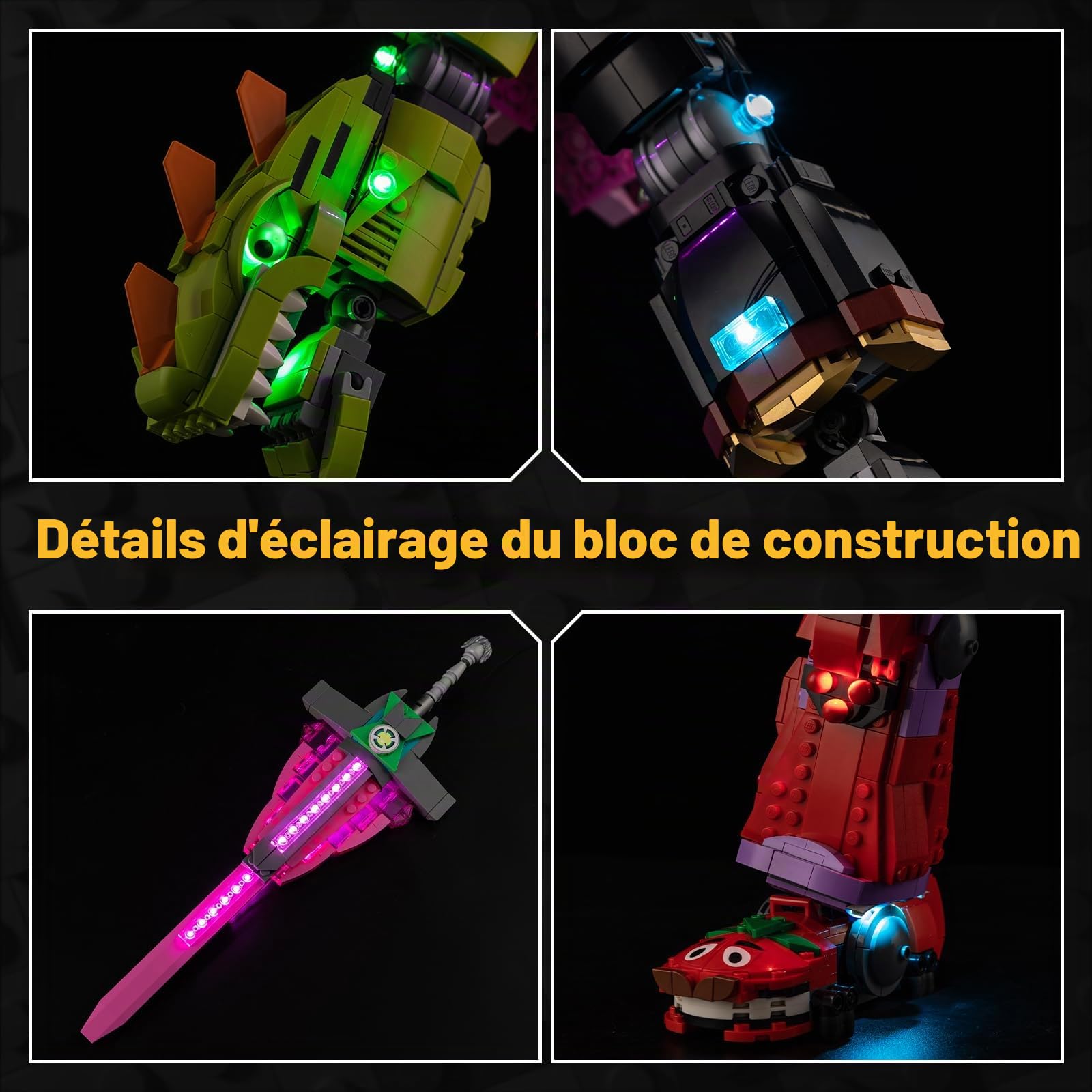 Kyglaring Kit d'Éclairage à LED Compatible avec Lego Fortnite Mecha Team Leader Figure 77078 Blocs de Construction, Accessoires d'éclairage pour Le modèle Lego 77078, Version Tactile (sans Modèle)