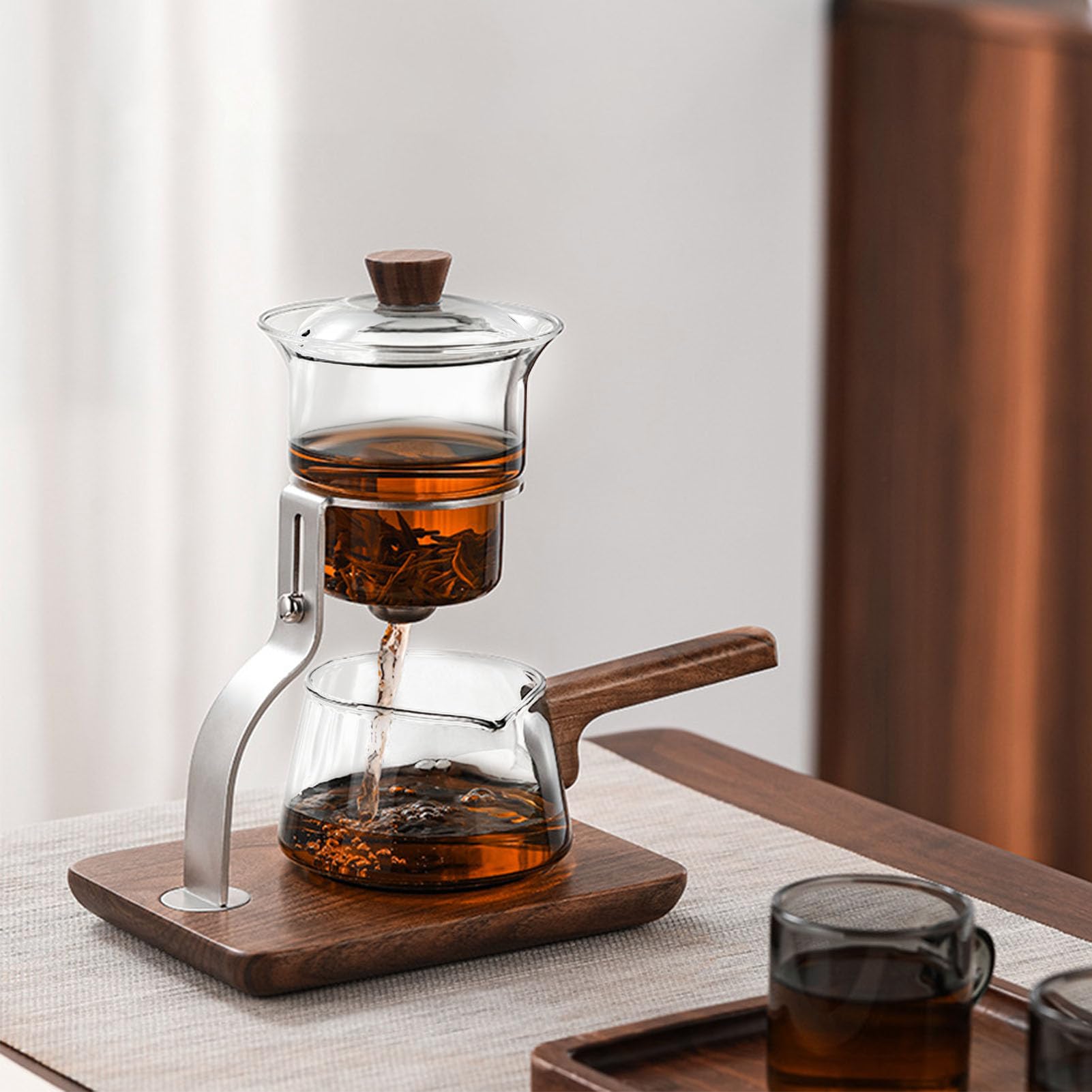 Glas-Teekanne mit Großem Fassungsvermögen, Handgefertigtes Schnellbrüh-Teekannen-Set für Büropausen, Glas-Teeservice aus Edelstahl, 350 Ml