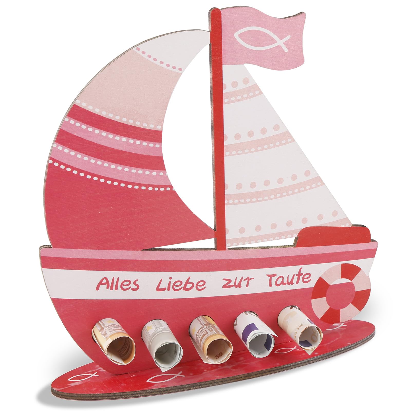 Tutukyle Geldgeschenke Geburtstag Boot-Holz Deko Taufe Geschenk, Rosa Schiff Geburtstagskarte Mit Basis, Taufgeschenke für Mädchen, Geschenk Taufe Mädchen, Geldgeschenk für Freunde, Familie Liebhaber