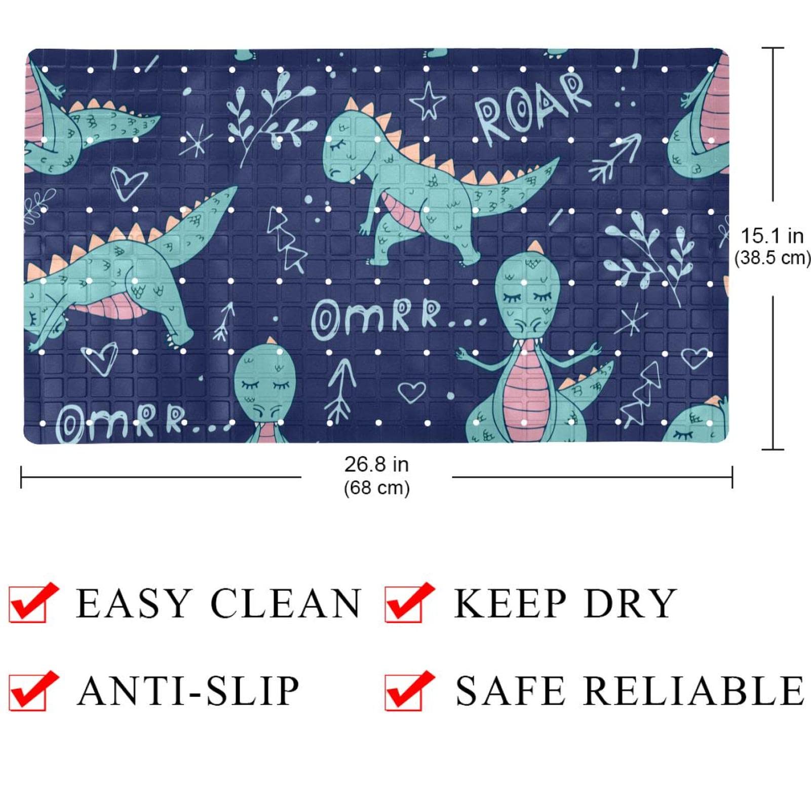 Rutschfeste Badematten mit niedlichem Dinosaurier-Motiv, für Badezimmer, Badewannenmatte für Baby, Kinder, Kleinkinder, maschinenwaschbar, 40 x 70 cm