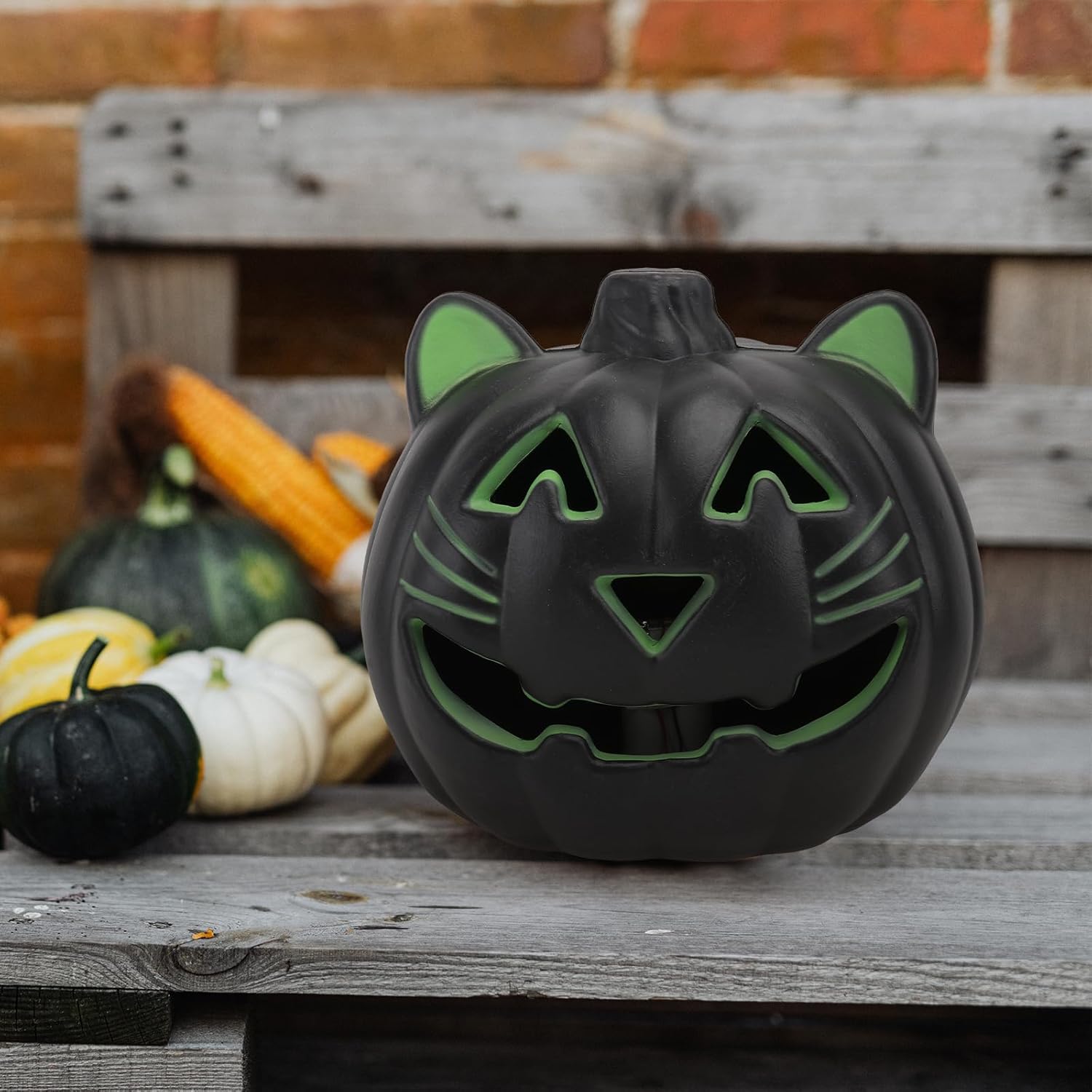 Halloween Pumpkin Lantern LED Jack-O-Lantern Lights Cat Paw Decorative Lamp Pumpkin Figurine Light Up Lights for Halloween Haunted House Props 9inch