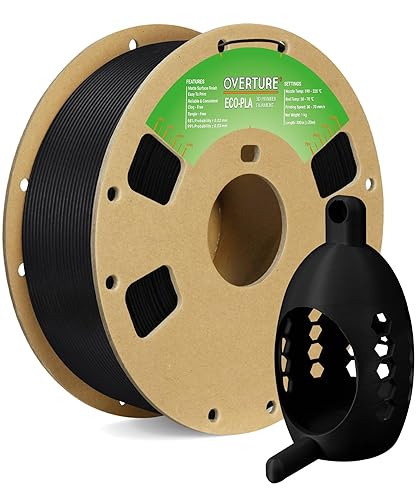 OVERTURE Filamento PLA para impresora 3D de 0.069in, carrete de cartón de 2.2lbs (2.2 libras), precisión dimensional +- 0.001in, se adapta a la