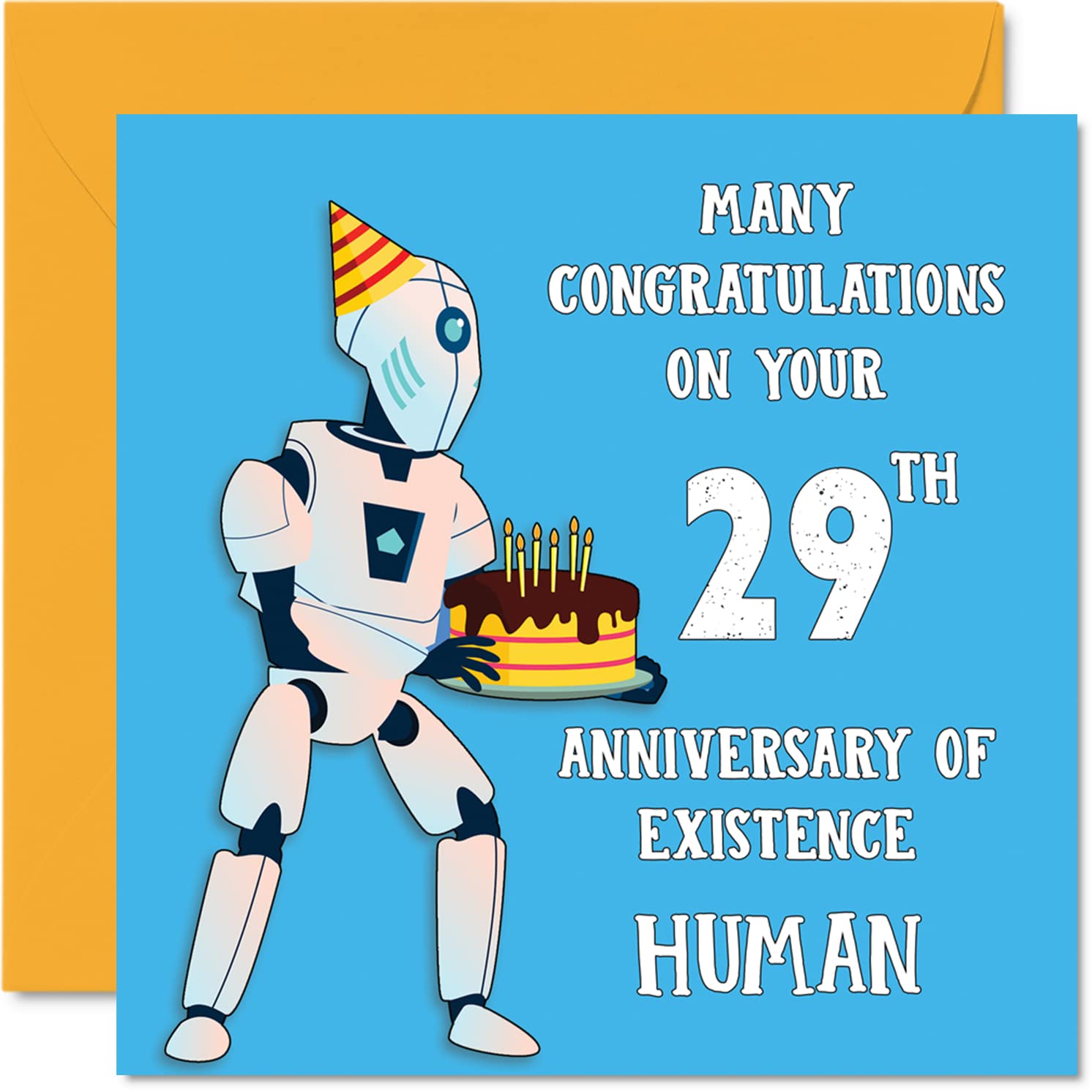 Funny 29th Birthday Cards for Men Woman - Robot Droid - Happy Birthday Card for Son Daughter Brother Sister Uncle Auntie Niece Nephew Cousin, 145mm Joke Humour Banter Greeting Cards