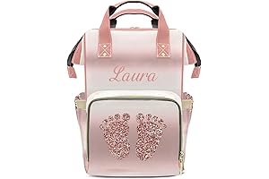 Personalized Pink Print Feet Diaper Bag with Your Name