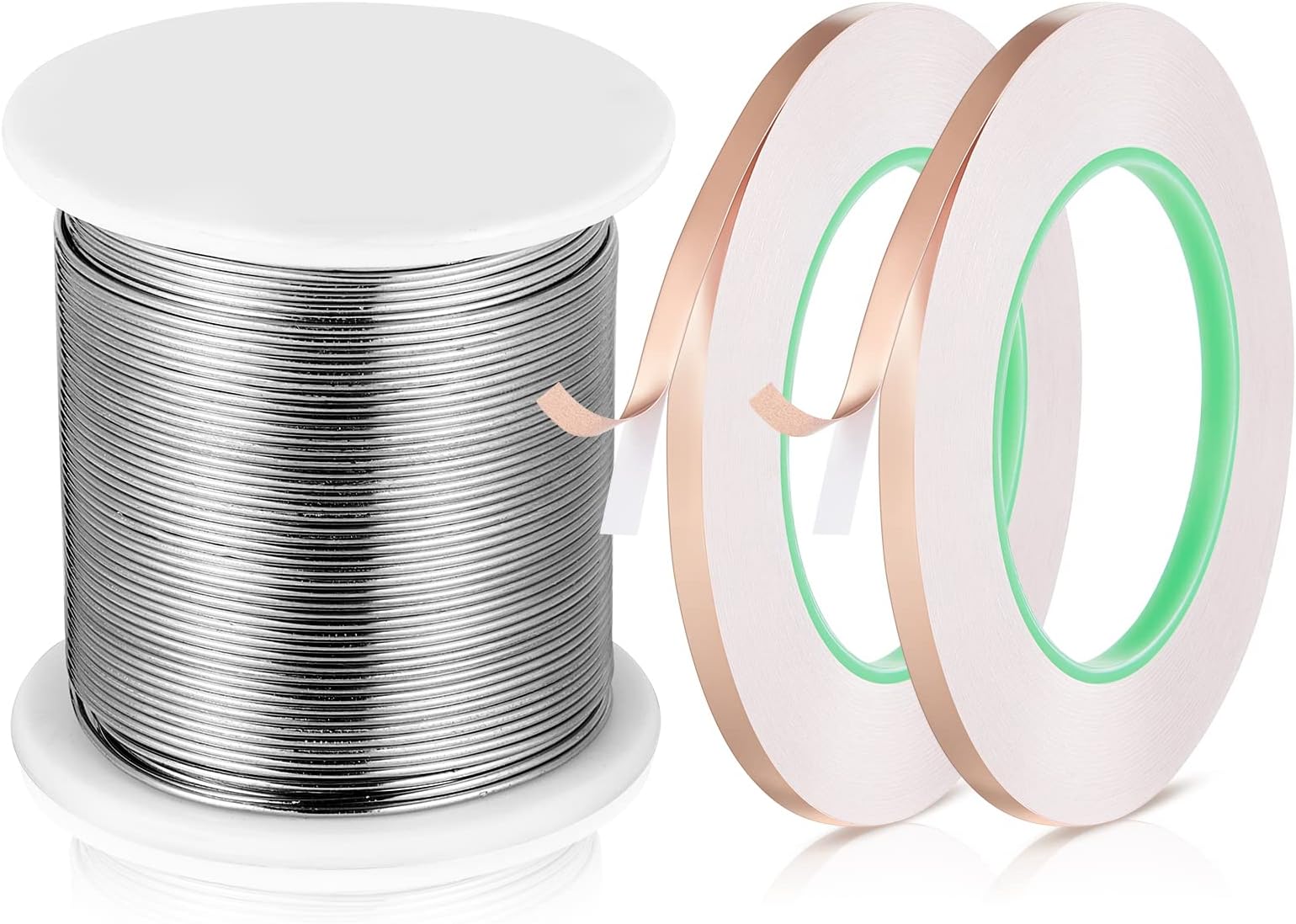 Moxweyeni 50/50 Stained Glass Supplies Solder for Stained Glass 1 lb Spool and 2 Rolls Electrical Conductive Copper Tape 1/4 Inch for Paper Circuits Jewelry Repairs