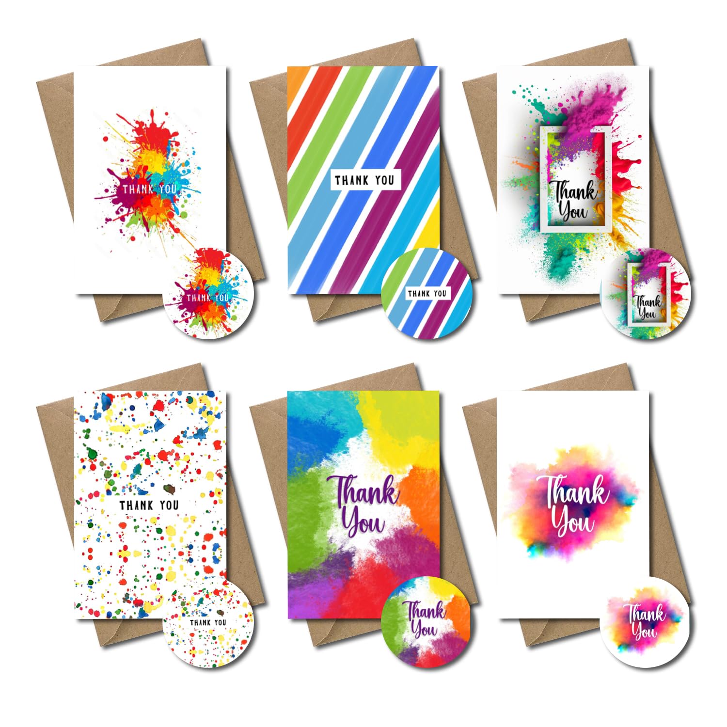 PALAAKK 24-Pack Thank You Cards Multipack with Envelopes and Free Stickers