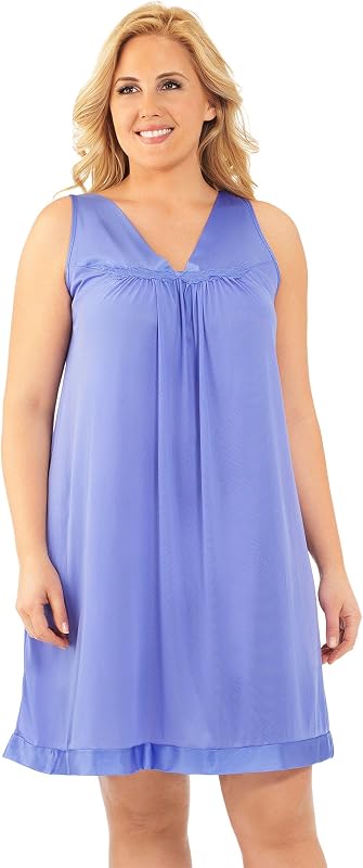 Women's 30107 Nylon Tricot Sleeveless Short Knee Length Nightgown