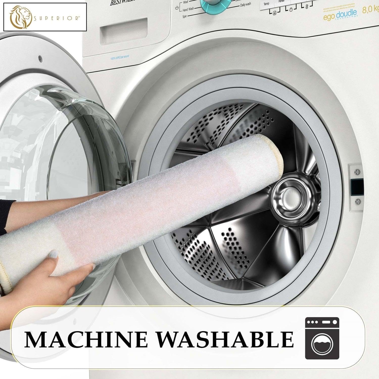 HOMECITY Nylon Kitchen Mat Set, Small Washable Area Rugs for Home Decor, Non-Slip Bath Rug, Absorbent Runner Rugs for Bathroom, Kitchen Mats for Floor, Rome Collection, Set of 2, Cream