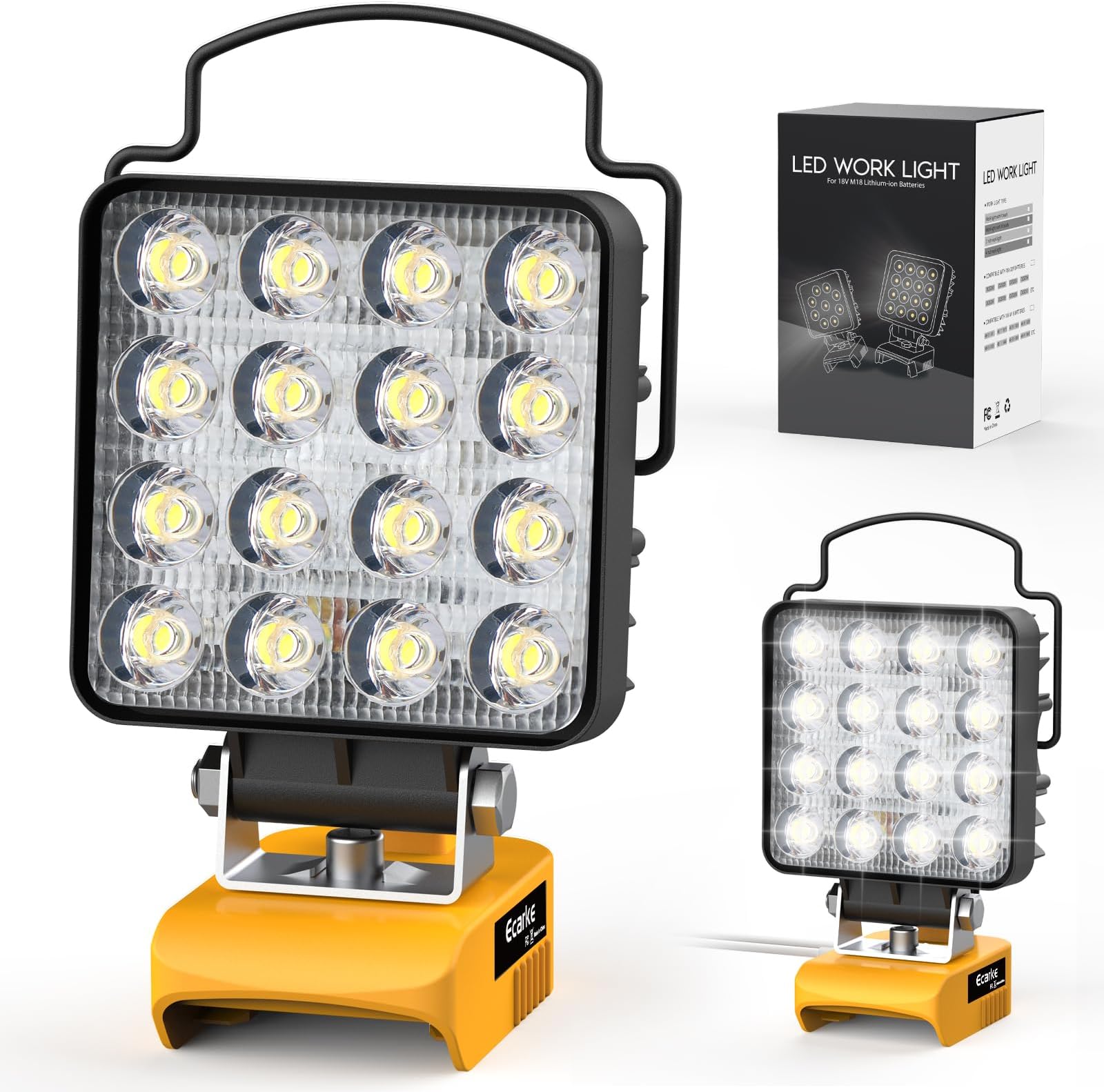 Ecarke 20V Cordless LED Work Light Compatible with DeWALT Batteries: 112W 11200LM Flashlight with Low Voltage Protection, 20V Tools Flood Light for Job Site, Construction Camping(Tool Only)
