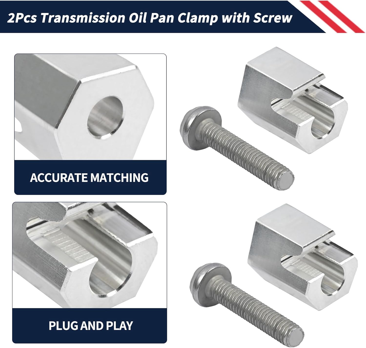 Transmission Oil Pan Clamp with Bonus Screw 05196073AA Compatible with Dodge Chrysler for Jeep Wrangler 2002-2020 Transmission Oil Pan Clamps with Torx Head Bolts 52108334AA 5196073AA (2Set)