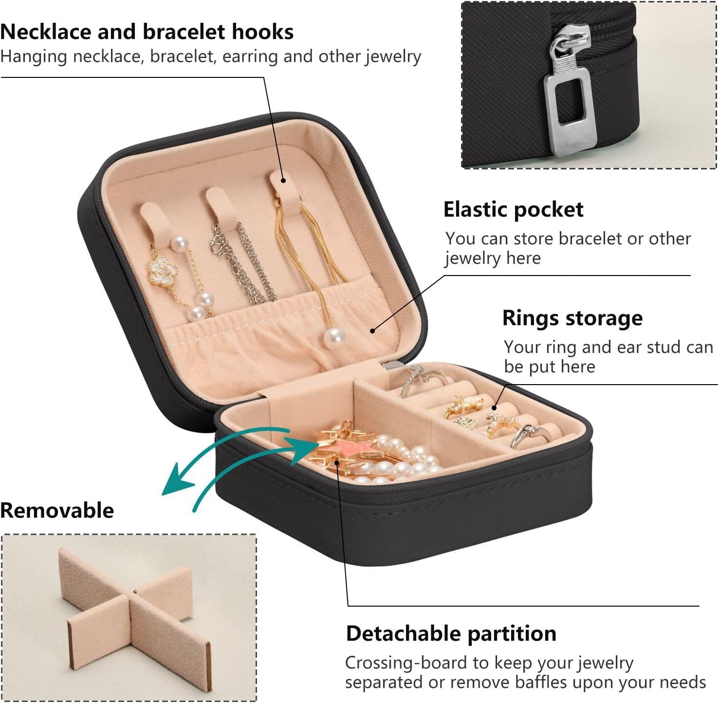 YETTASBIN Christmas Gift Boxes Jewelry Box for Teens Girls Women Birthday Christmas Gift, Portable PU Leather Jewelry Storage Box Mini Travel Jewelry Case for Necklace, Earrings, Rings, Bracelet image 4