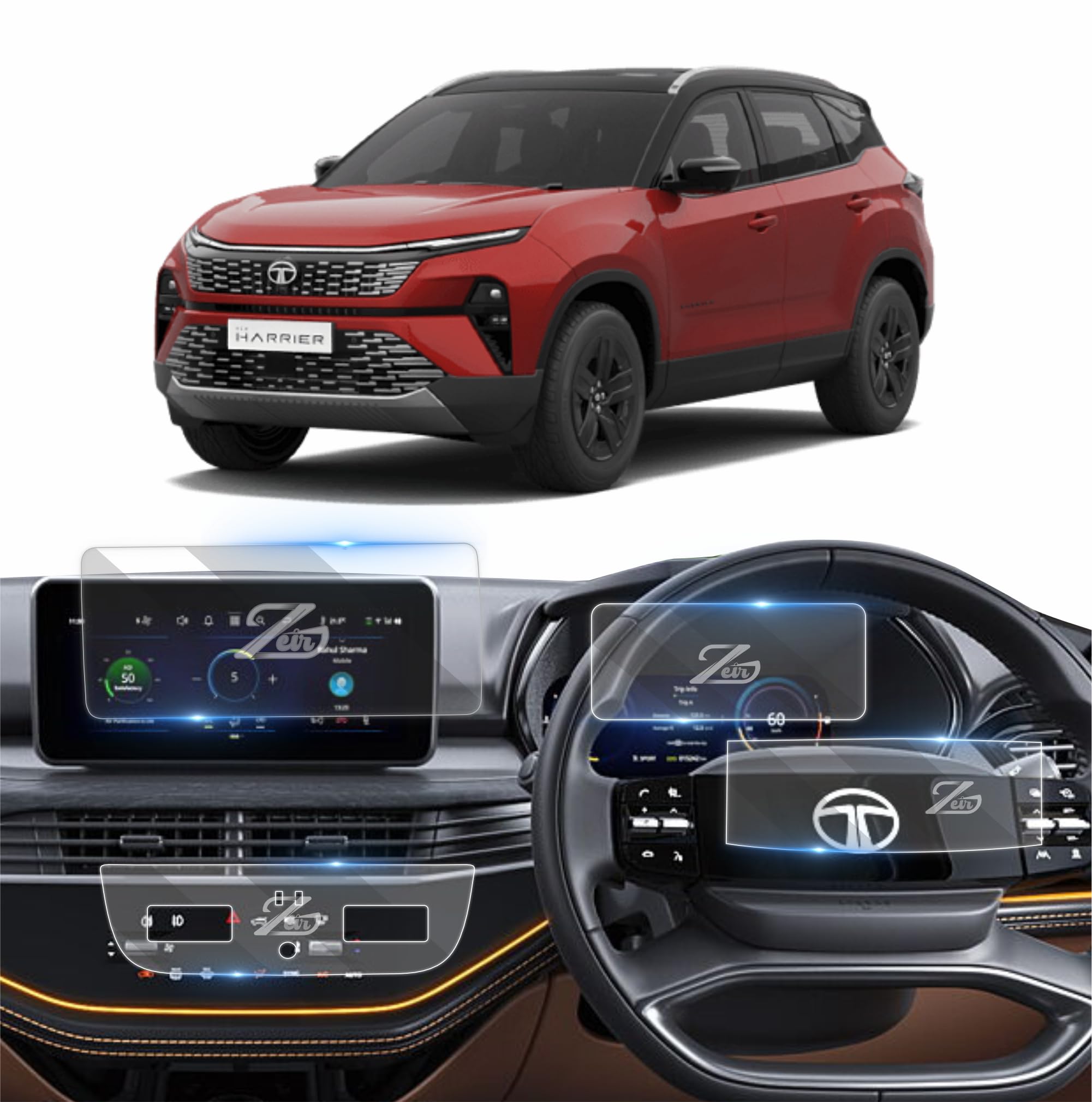ZEIR {4 Pack) Screen Protector For TATA HARRIER | 10.25 Inch Infotainment, Instrument Cluster, Steering & Ac Panel Guard | 9H Car Display Accessories TataHarrier [Not Tempered Glass] (B0D9S3Y24W) Amazon Price History, Amazon Price Tracker