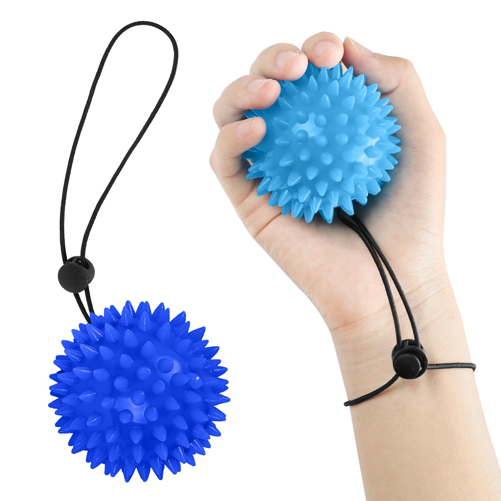 AOOWU Palline Antistress, Hand Trainer Finger Trainer Ball, 2 Pezzi Palline a Forma di Riccio in Gomma Morbida per Impastare, Artrite, Allenamento Delle Dita, Allevia lo Stress e l'ansia