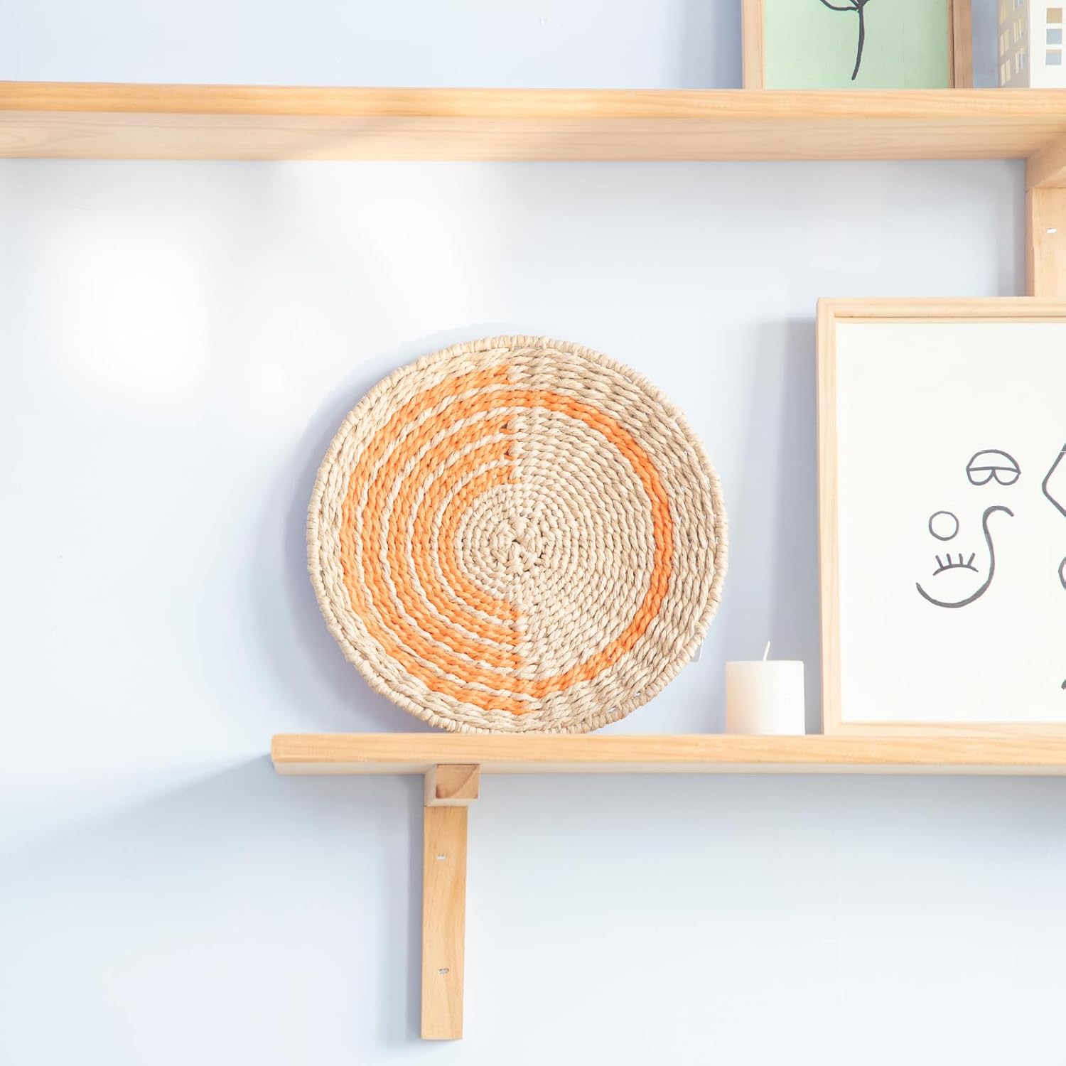 3-Pack Braided Paper Cord Wall Art – 11 Inch Round Boho Wall Hanging Decor (1.2" Thick) – Handwoven Multicolor Macramé-Style Accents for Living Room, Bedroom, Office – Eco-Friendly & Lightweight