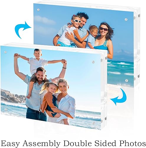 Miniatura 6 de JUOIFIP Marcos de fotos de acrílico transparente de 8 x 10 pulgadas, marcos magnéticos con caja de regalo, marcos de fotos acrílicos de doble cara