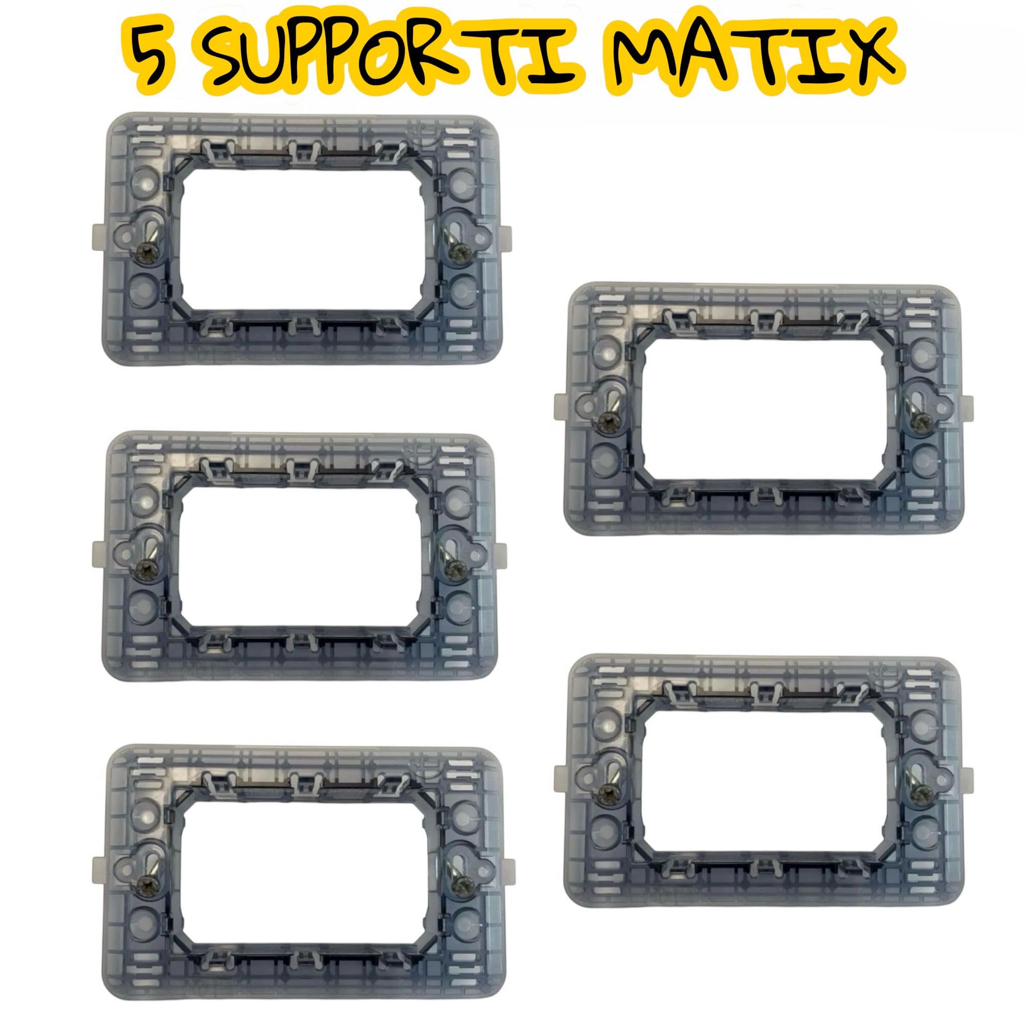 Topolenashop Set da 5 Supporti Compatibili BTicino Matix | Telai da Incasso 3 Moduli per Placche, Frutti Elettrici e Interruttori | Compatibili con Scatole 503 466975