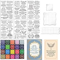 GLASSWINDS 6Pcs Bible Verse Clear Stamps Kit: 20 Color Ink Pads, 6 Acrylic Blocks for Easter Card Making, Scrapbooking & DIY Crafts