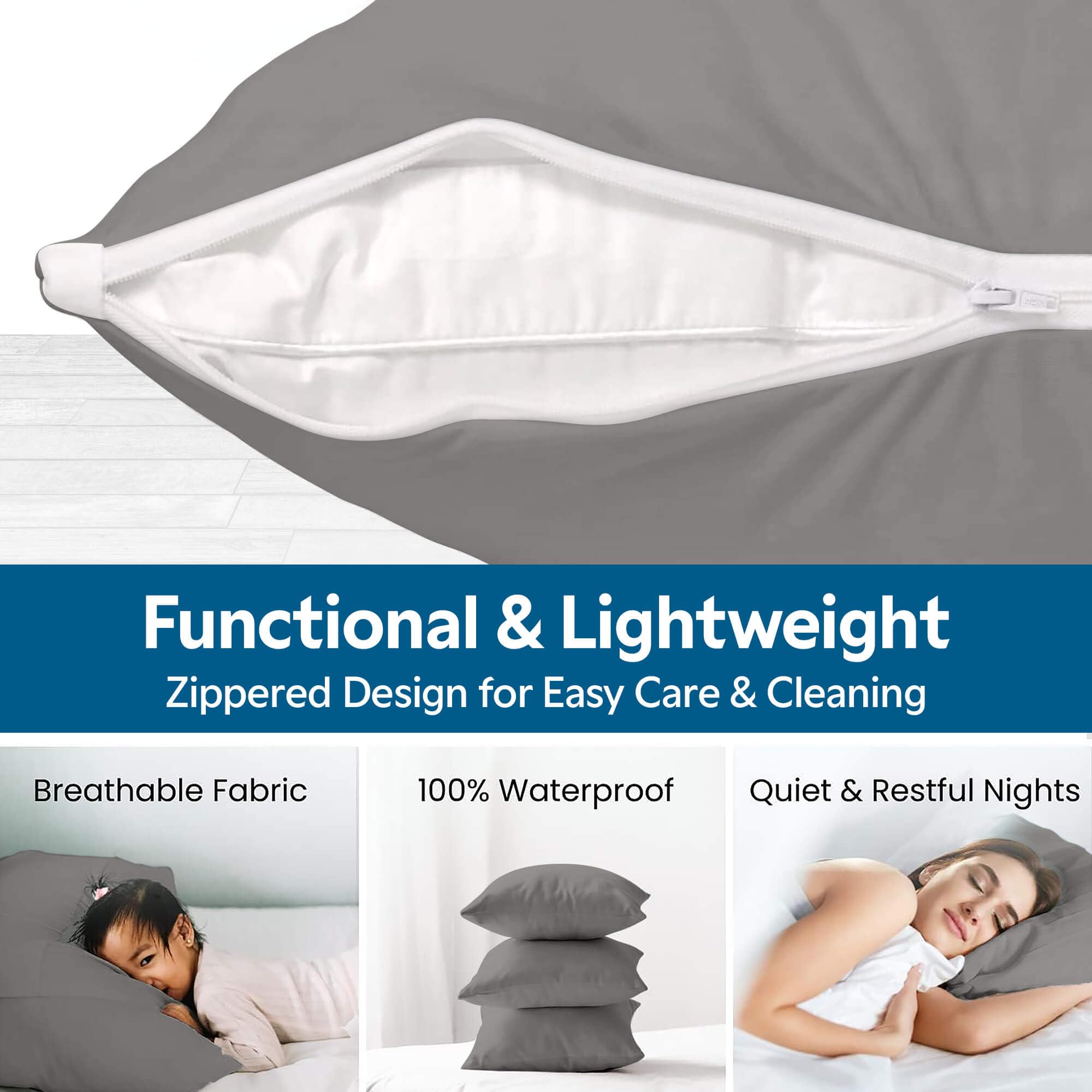 Guardmax Protector de almohada de punto jersey con cremallera tamaño corporal, 100 % impermeable, a prueba de chinches y ácaros, fundas de almohada hipoalergénicas de alta calidad 51 x 140 cm
