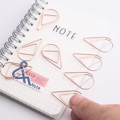 Miniatura 9 de VENCINK - 70 clips de papel dorados grandes, de acero inoxidable liso en forma de gota, clips de alambre para suministros de oficina, bodas,