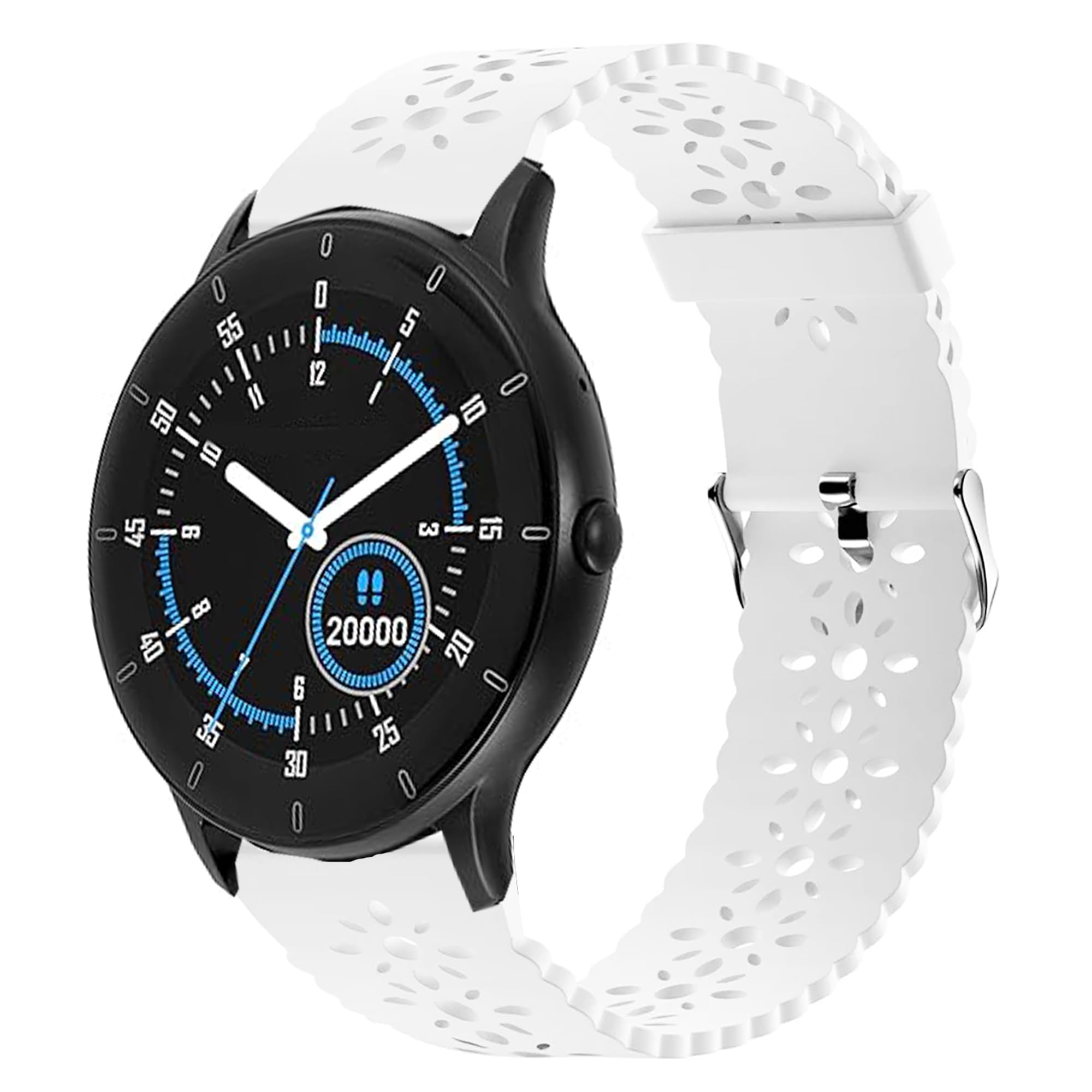 Compatible with Armitron Matrix Smartwatch bands, 20mm, 22mm Silicone Lace Slim Thin Hollow-Out Replacement Straps Compatible with Armitron Connect Matrix, Link, Lunar, Boom, Eclipse (White, 20mm size band)