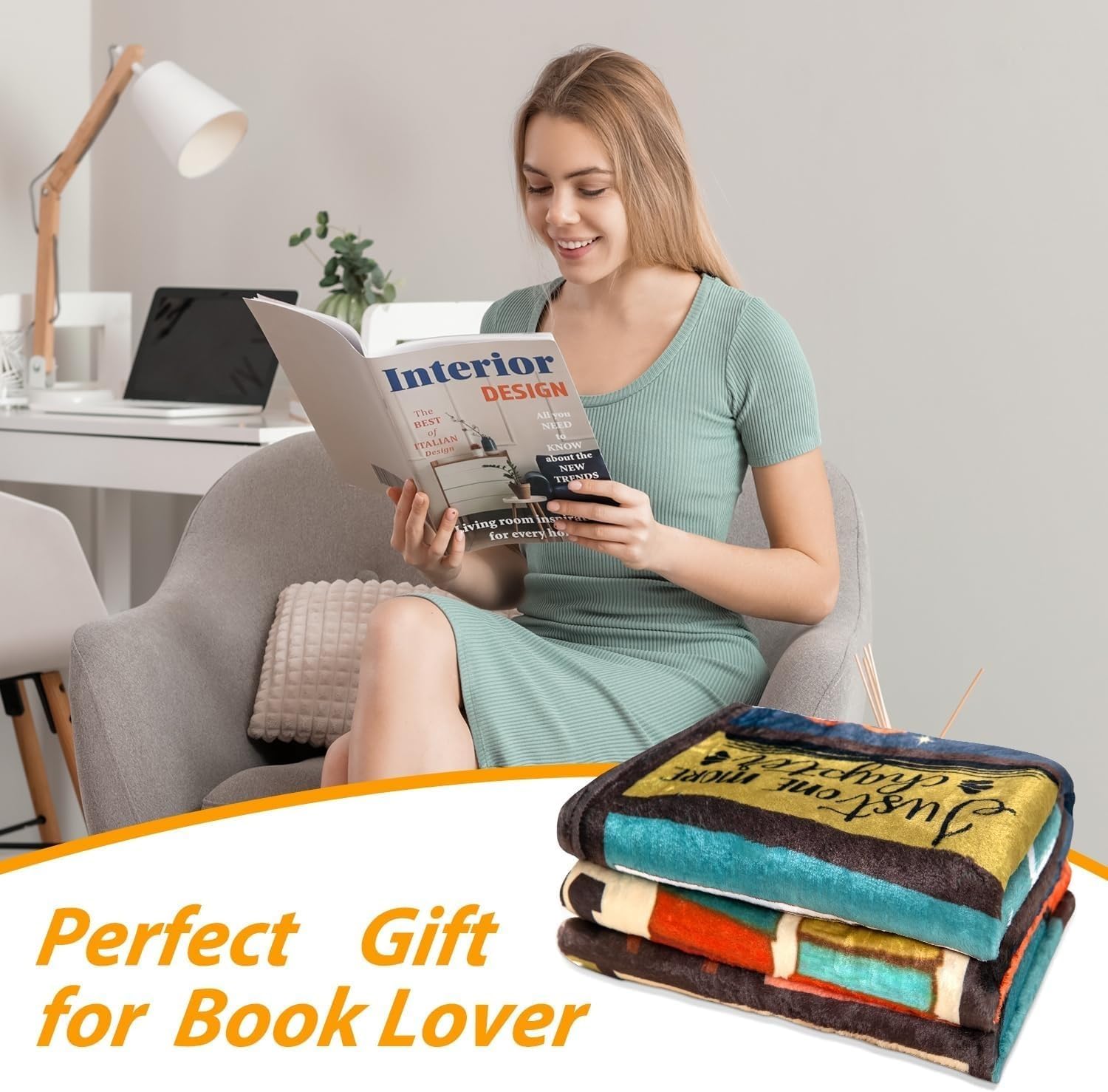 Book Blanket 50“x60”, Gifts for Readers Writers, Presents for Women Men