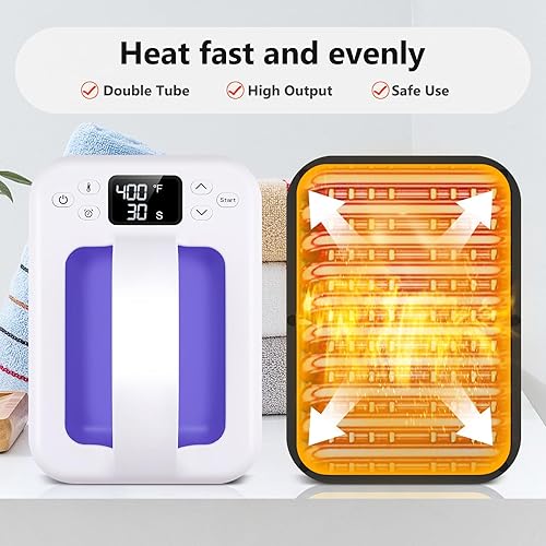 Miniatura 4 de Máquina de prensa de calor para camisetas, mini prensa de calor portátil de 7 x 5 pulgadas, calor rápido y uniforme, máquina impresora de camisetas