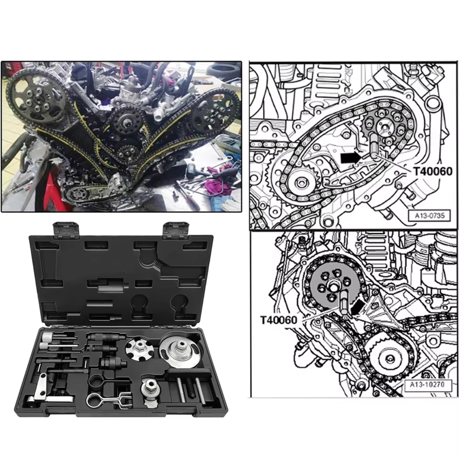 Herramienta Ajuste Motor Diésel Juego Herramientas Correa Distribución 2.7 3.0TDi V6 4.0 4.2Tdi V8 CRD Compatible Con A6 2004-2018 Para A6 Allroad 2006-2018 Herramienta Calado Motor