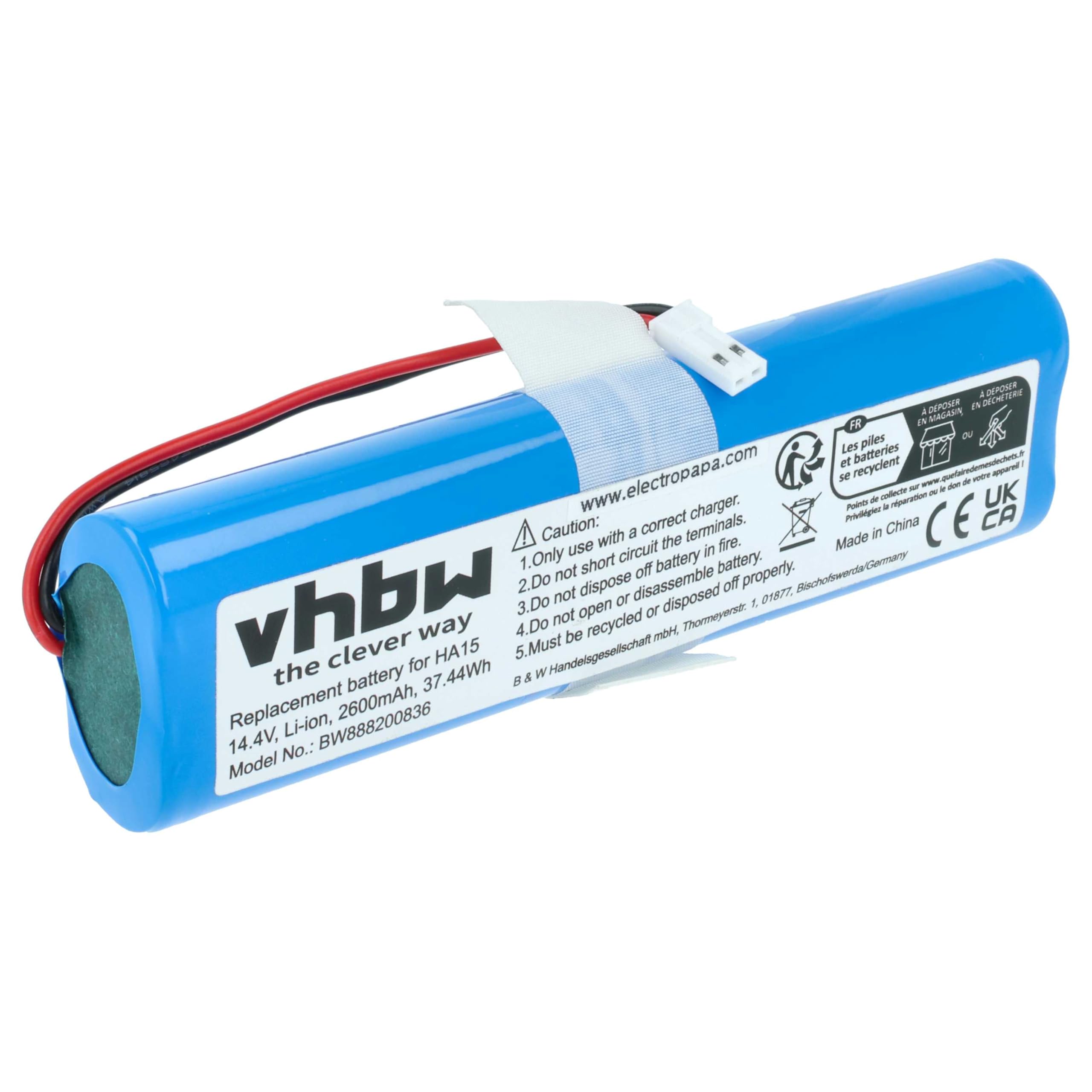 vhbw Akumulator kompatybilny z Zaco V4 | V3sPro, V80, V85 robot odkurzający, niebieski (2600 mAh, 14,4 V, litowo-jonowy)