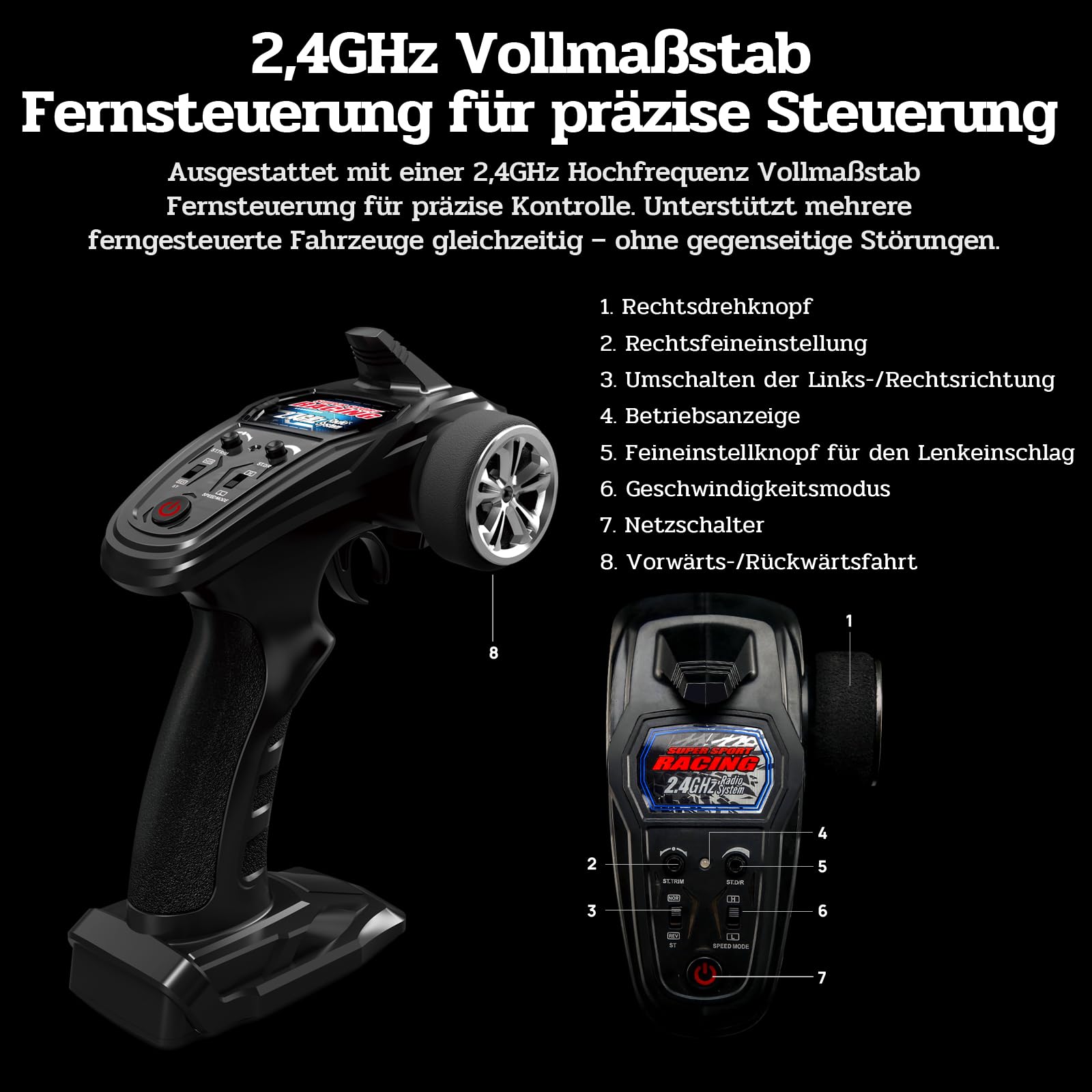 40 KM/H Ferngesteuertes Auto,1:16 RC Auto Ferngesteuert Monstertruck RC Car | Schnelles Ferngesteuertes Auto Monster Truck RC Auto für Erwachsene Verbesserung des Metallantriebssystems und der Federung