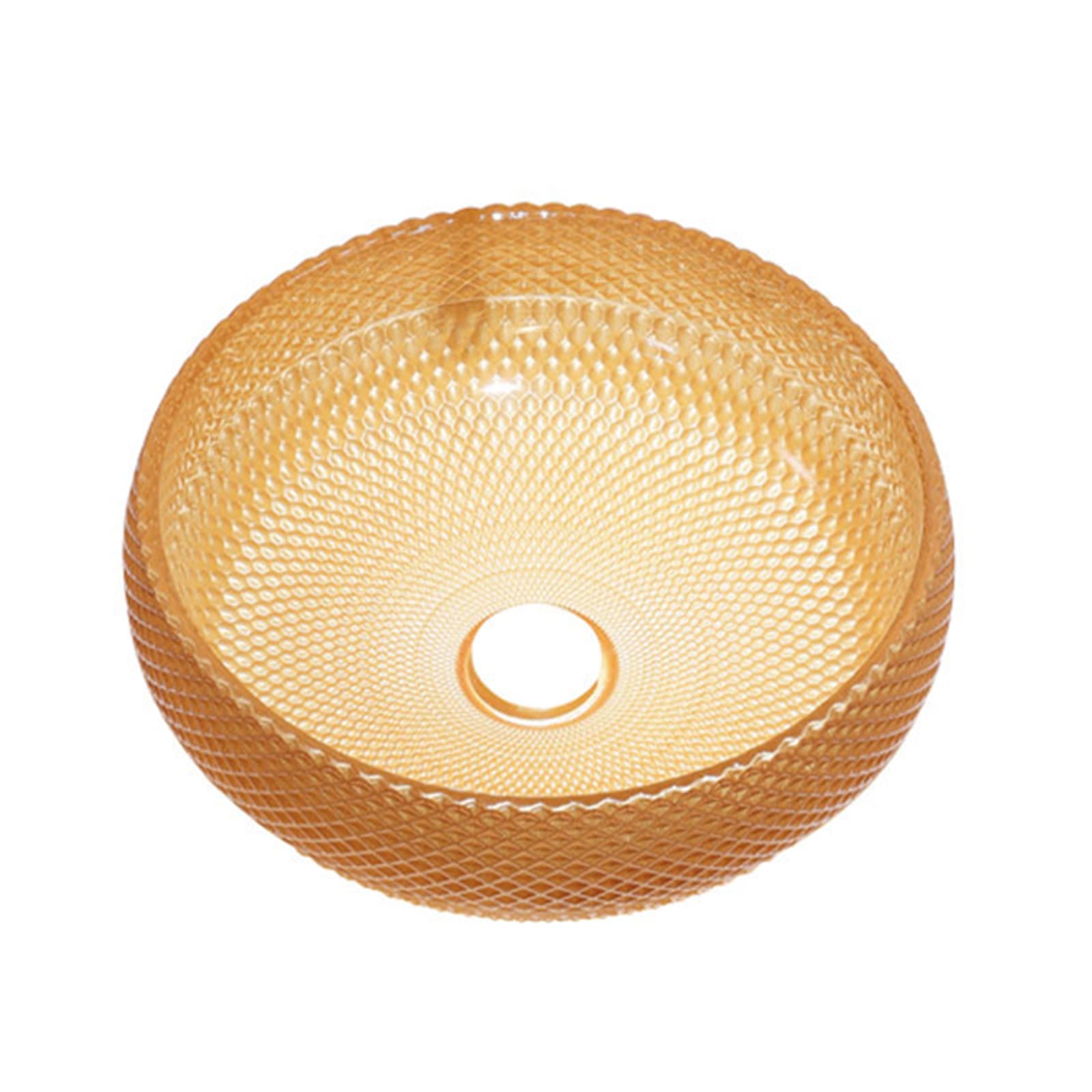 Gljtuo Gold/Orange Bathroom Vessel Sink,15" Countertop Tempered Artistic Glass Bathroom Sink With Brass Faucet, Round Bathroom Vanity Bowl,B