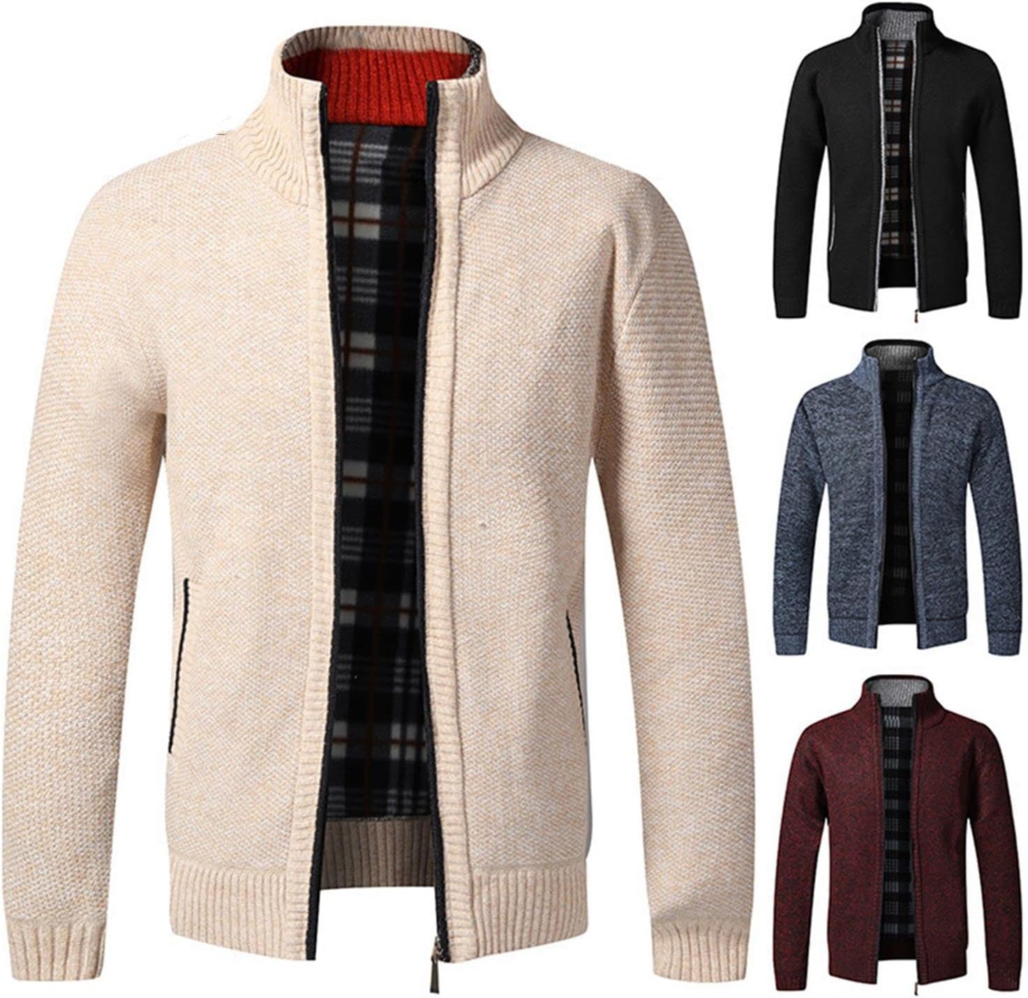 秋の冬のメンズジャケットスリムフィットスタンドカラージッパー