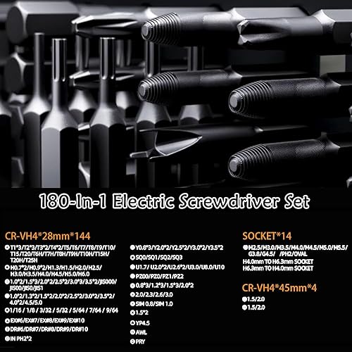 Miniatura 2 de Juego de destornilladores eléctricos 180 en 1, destornillador de potencia, juego de destornilladores de precisión, 3 modos de torque con 162 puntas