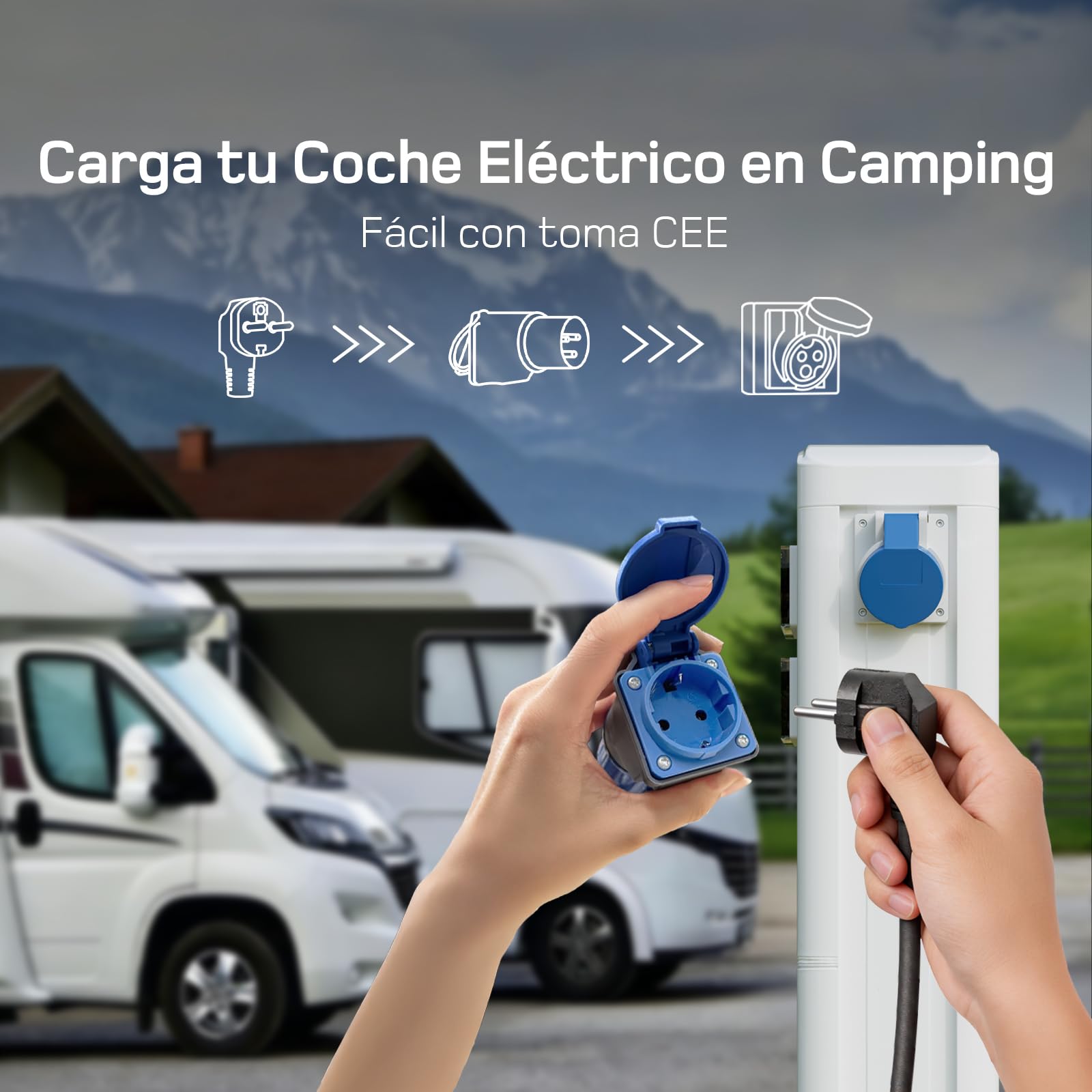 dé Cargador Coche Electrico 3,7kW[10m, 6/8/10/13/16A] Cargador Vehiculo Electrico Portátil, Controlable para Model Y/3, GLC, A250, GLA y Otros EV/PHEV