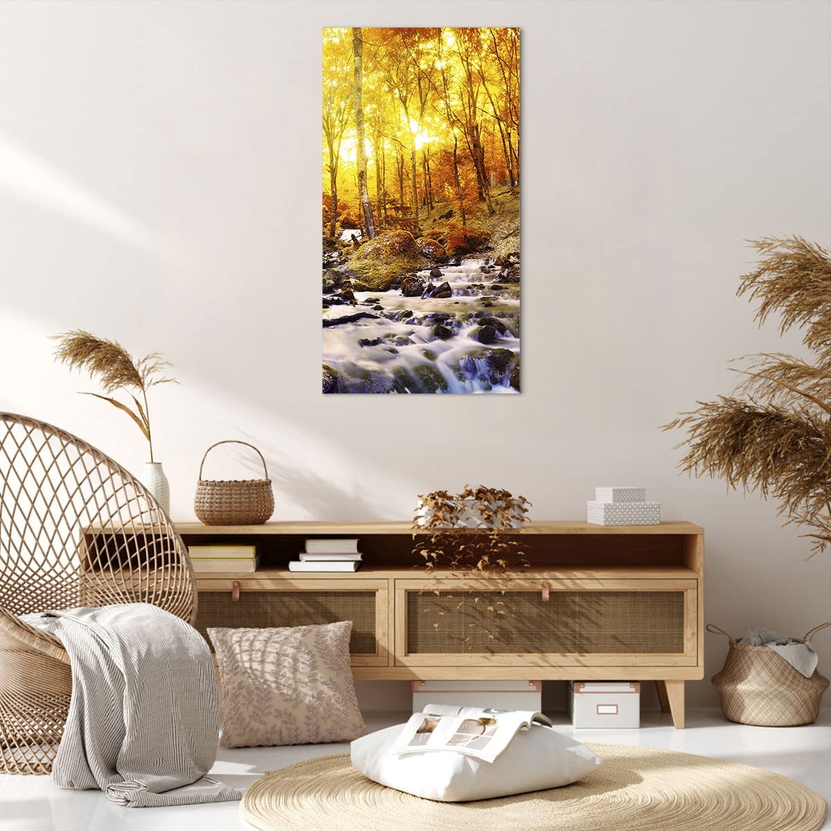 Decoración Pared Grande Cuadro Decorativo De Bambú Sobre Lienzo 65x120 Cm - Vertical, Moderno, Ideal Para Salón O Dormitorio Laminas Decorativas Pared