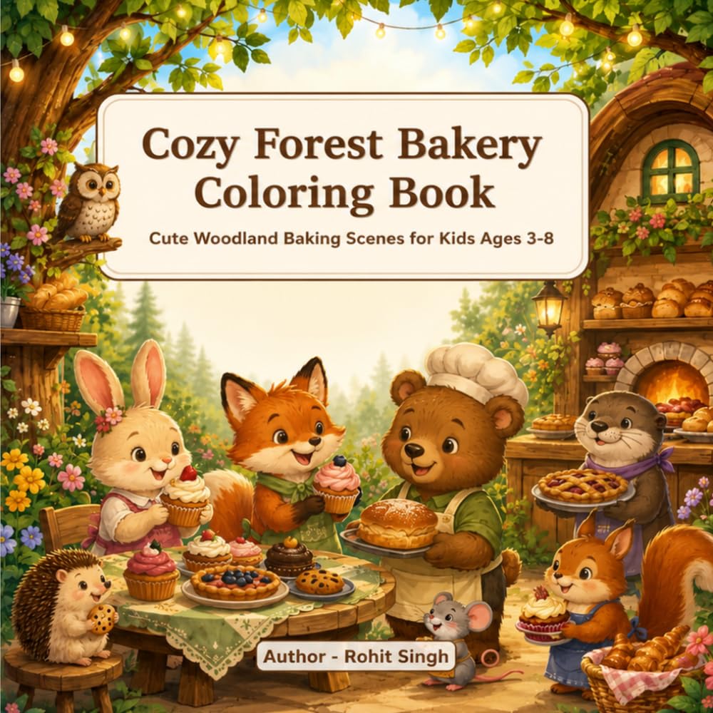 Cozy Forest Bakery Coloring Book