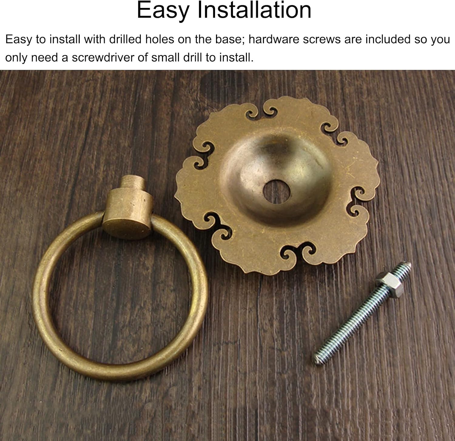 Door Knocker Wall Decor for Front Door Decoration Bronze Flower-Type Drawer Cabinets Gate Pull Handle - Classical Vintage Brass Door Knocker for Front Door, Wood Doors & Furniture ( Size : Diameter 11