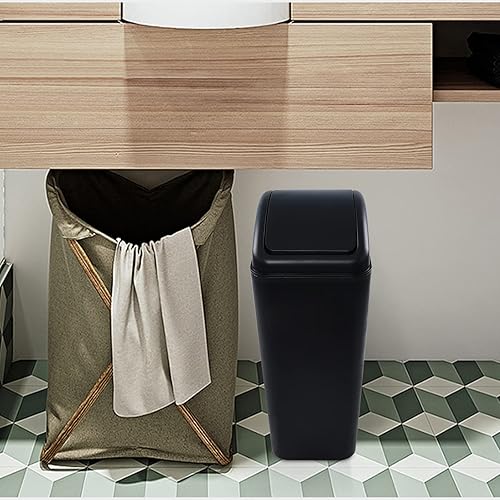 Miniatura 8 de Cubo de basura negro con columpio, delgado para espacios estrechos, 14 litros, F