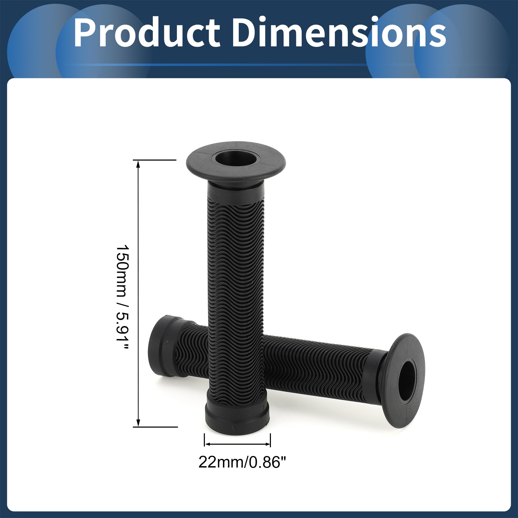 INFINAUTO Bike Handlebar Grips Covers, 150mm Bicycle End Grips Protector Rubber Black, Non-Slip 1 Pair - Image 3